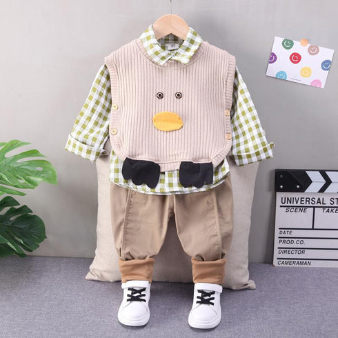 Spring and Autumn Boys' Vest Three-Piece Set